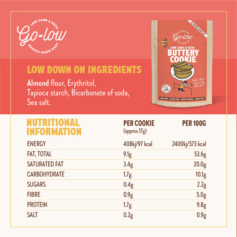 Go Low Buttery cookie mix low sugar keto gluten free 179g, UK version
