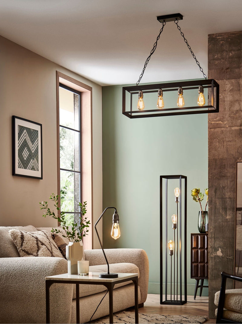 Brooklyn black matte table lamp with retro bulb, imported from the UK