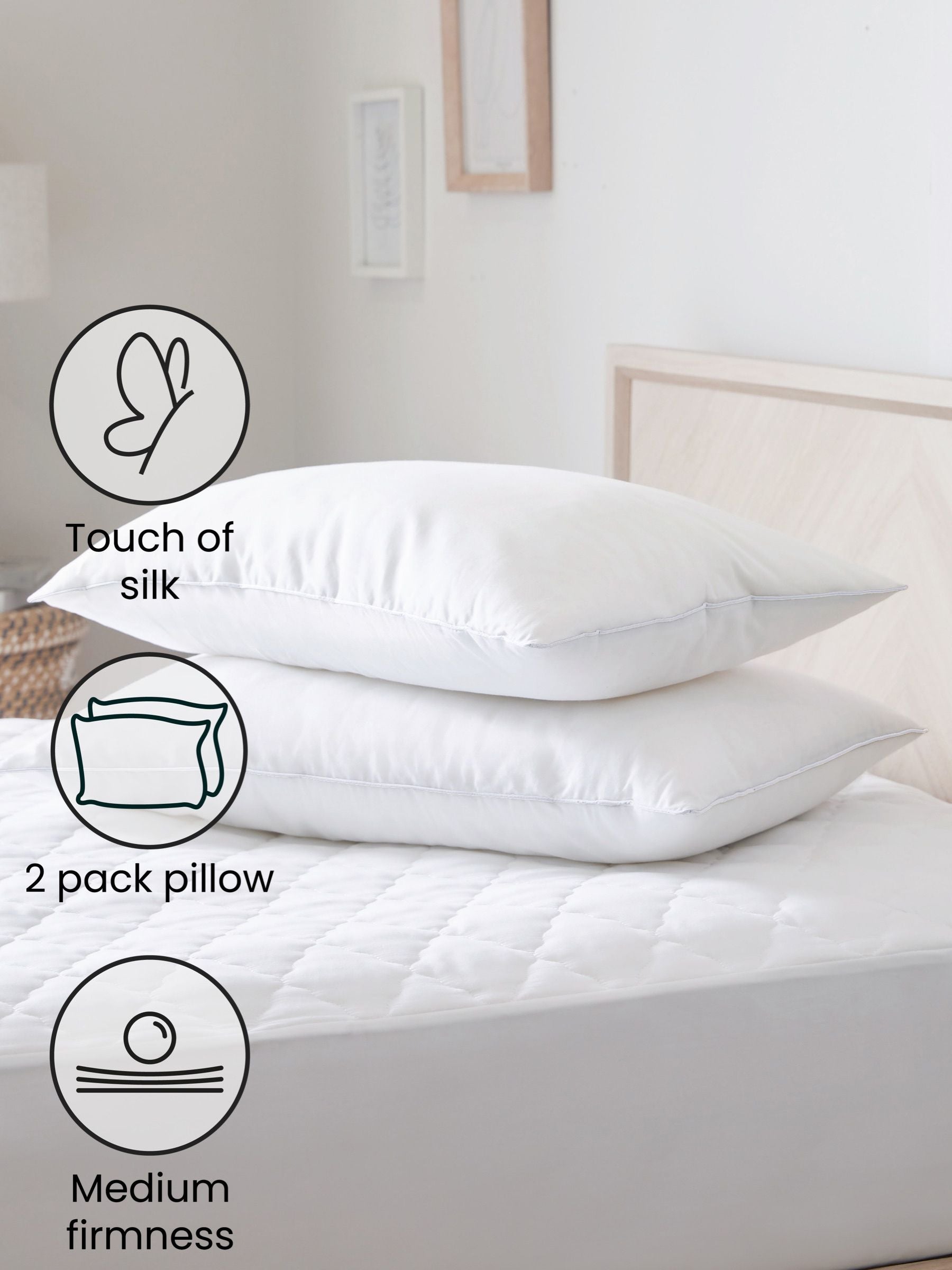 Sleep In Silk firm pillows set of 2 (British brand)