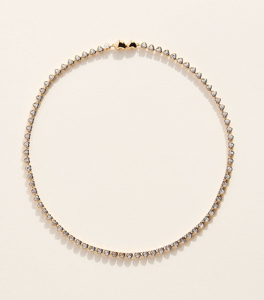 Astrid & Miyu gold-plated heart tennis necklace, UK version