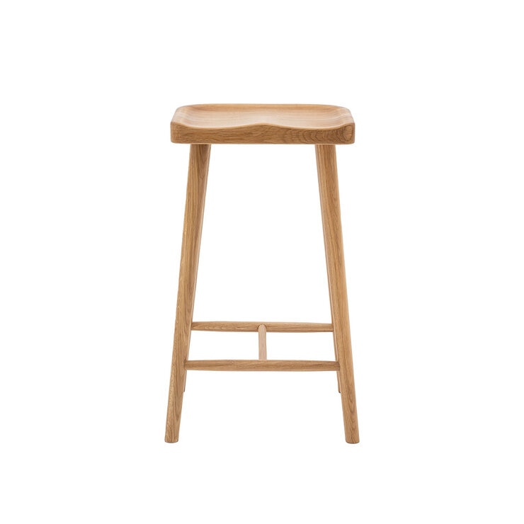 Gallery Tonto natural oak bar stool with saddle seat (British brand)