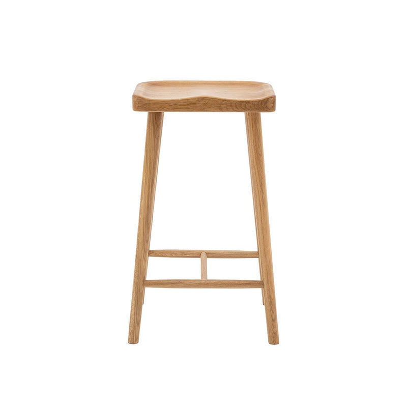 Gallery Tonto natural oak bar stool with saddle seat (British brand)