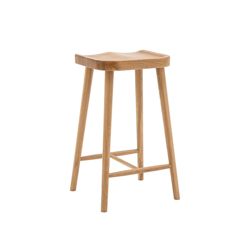 Gallery Tonto natural oak bar stool with saddle seat (British brand)