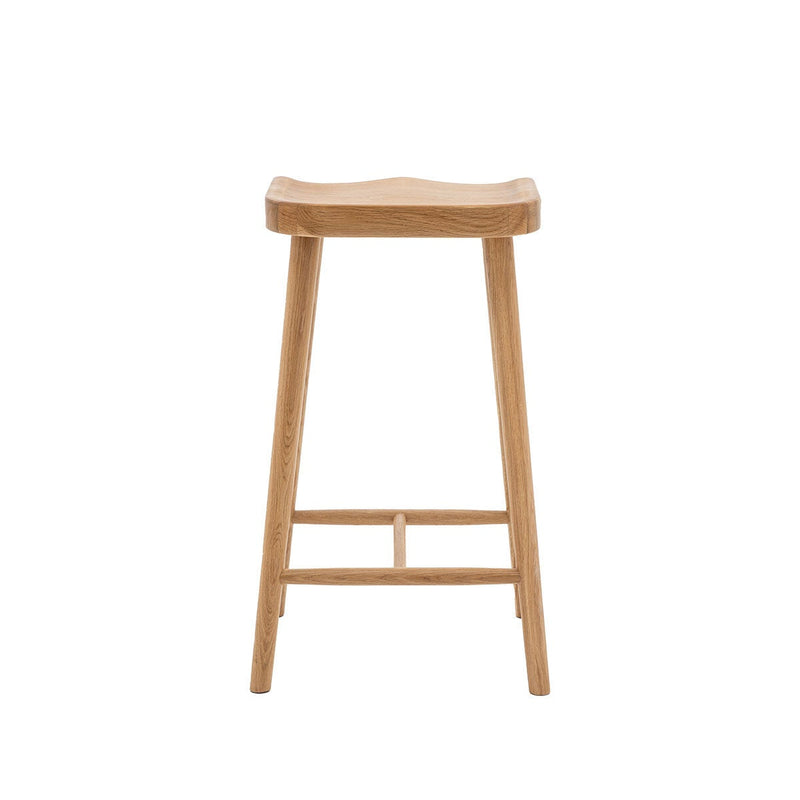 Gallery Tonto natural oak bar stool with saddle seat (British brand)