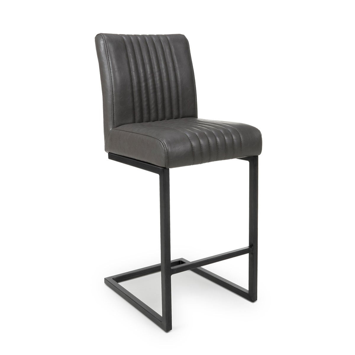 Shankar grey faux leather cantilever bar stool 2 pack (British brand)