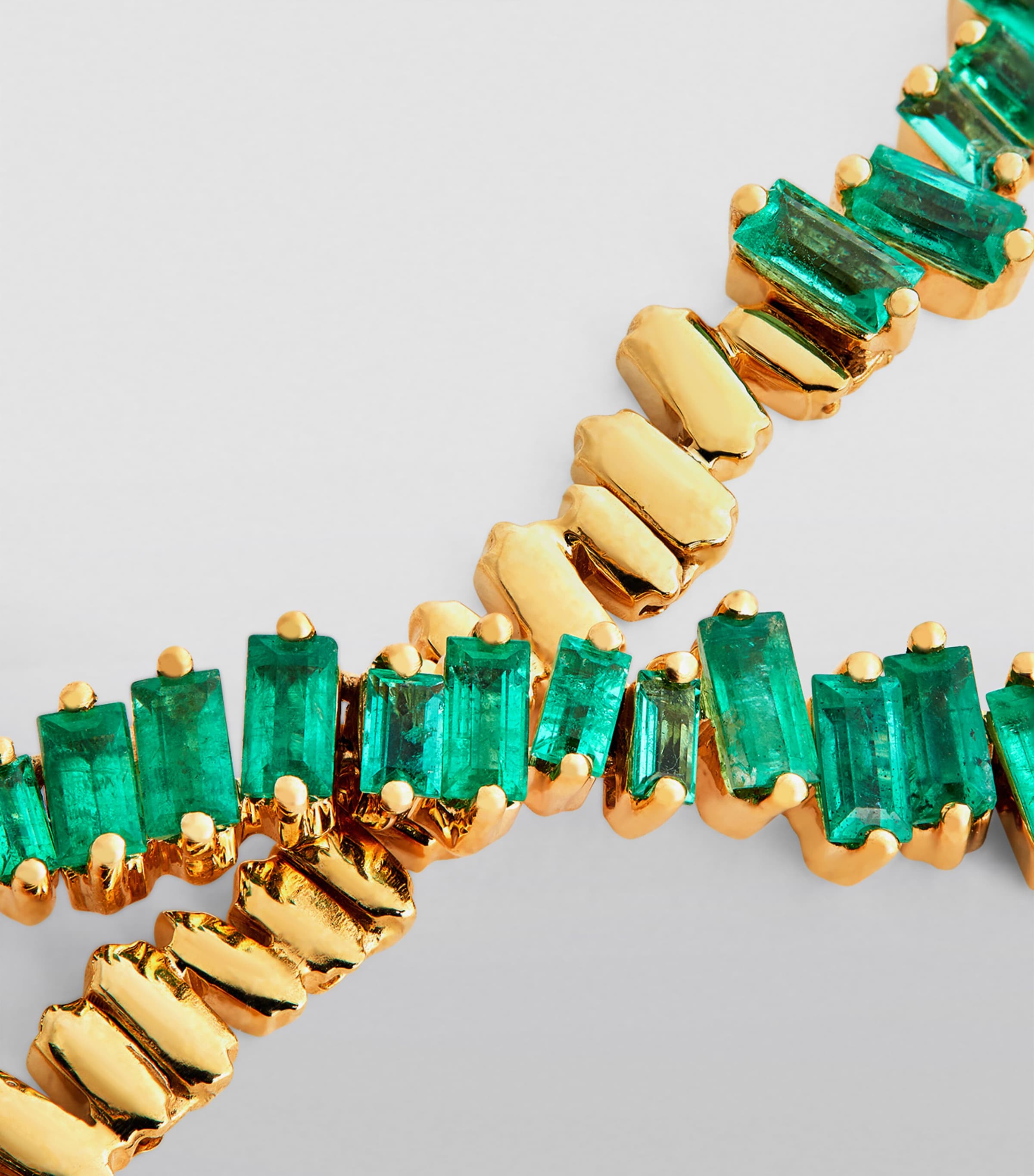 Suzanne Kalan yellow gold emerald tennis necklace, UK version