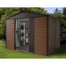 Yardmaster woodgrain shiplap metal windowless shed 10x8ft (British brand)