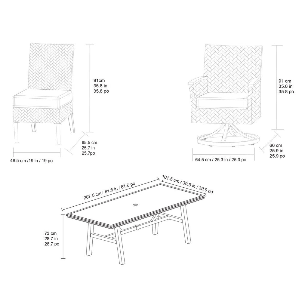 SunVilla Vineyard 7 Piece Wicker Dining Set + Cover