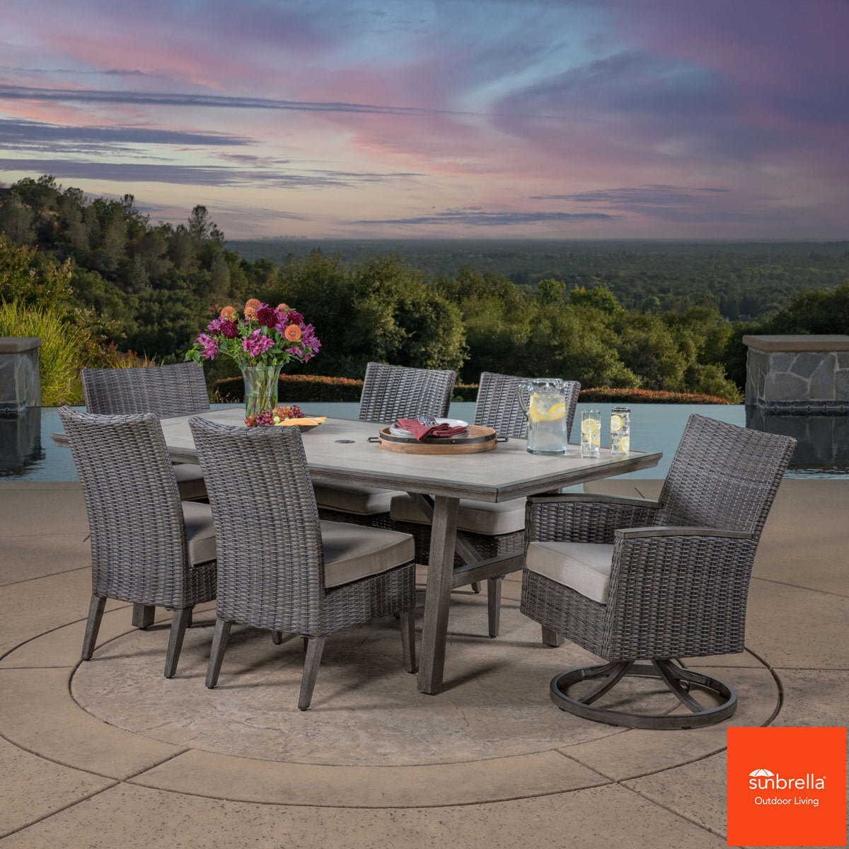 SunVilla Vineyard 7 Piece Wicker Dining Set + Cover GOODS Costco UK