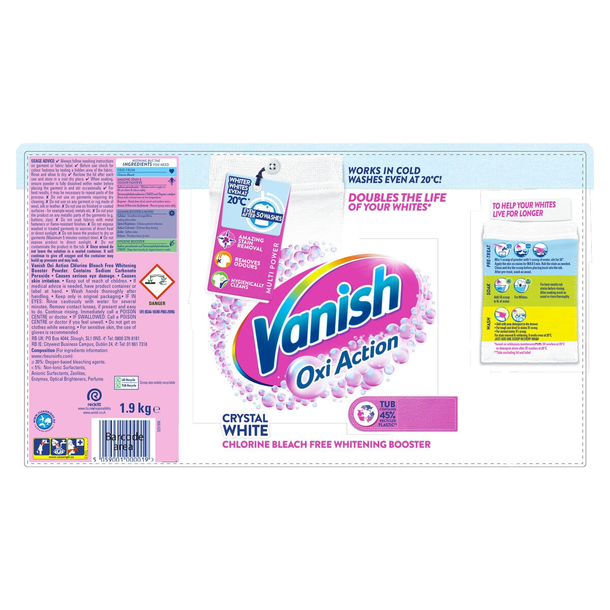 Vanish Gold Oxi Action Powder Crystal White, 1.9kg GOODS Costco UK