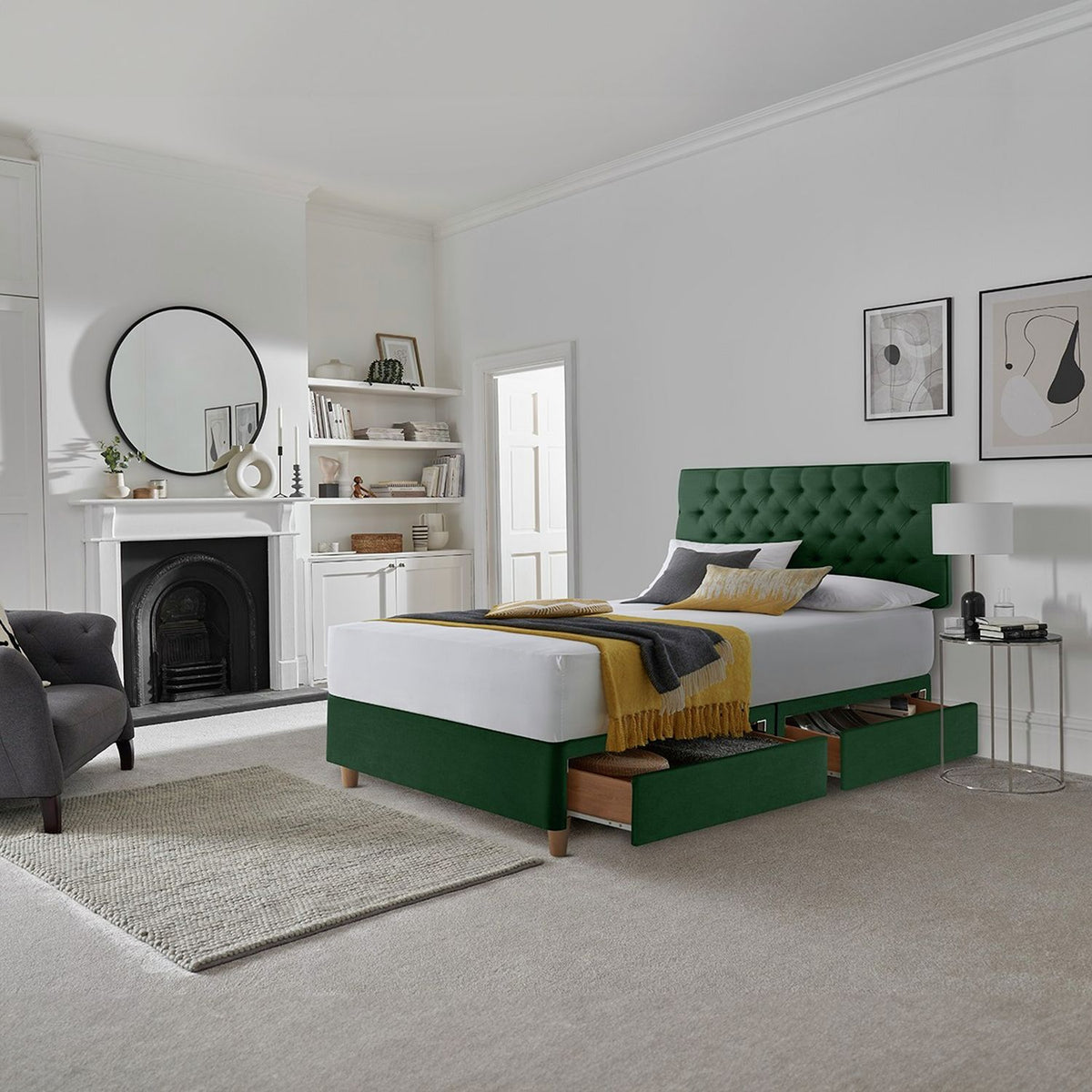 Silentnight Sassaria Double Divan Bed Set in Green (British brand)