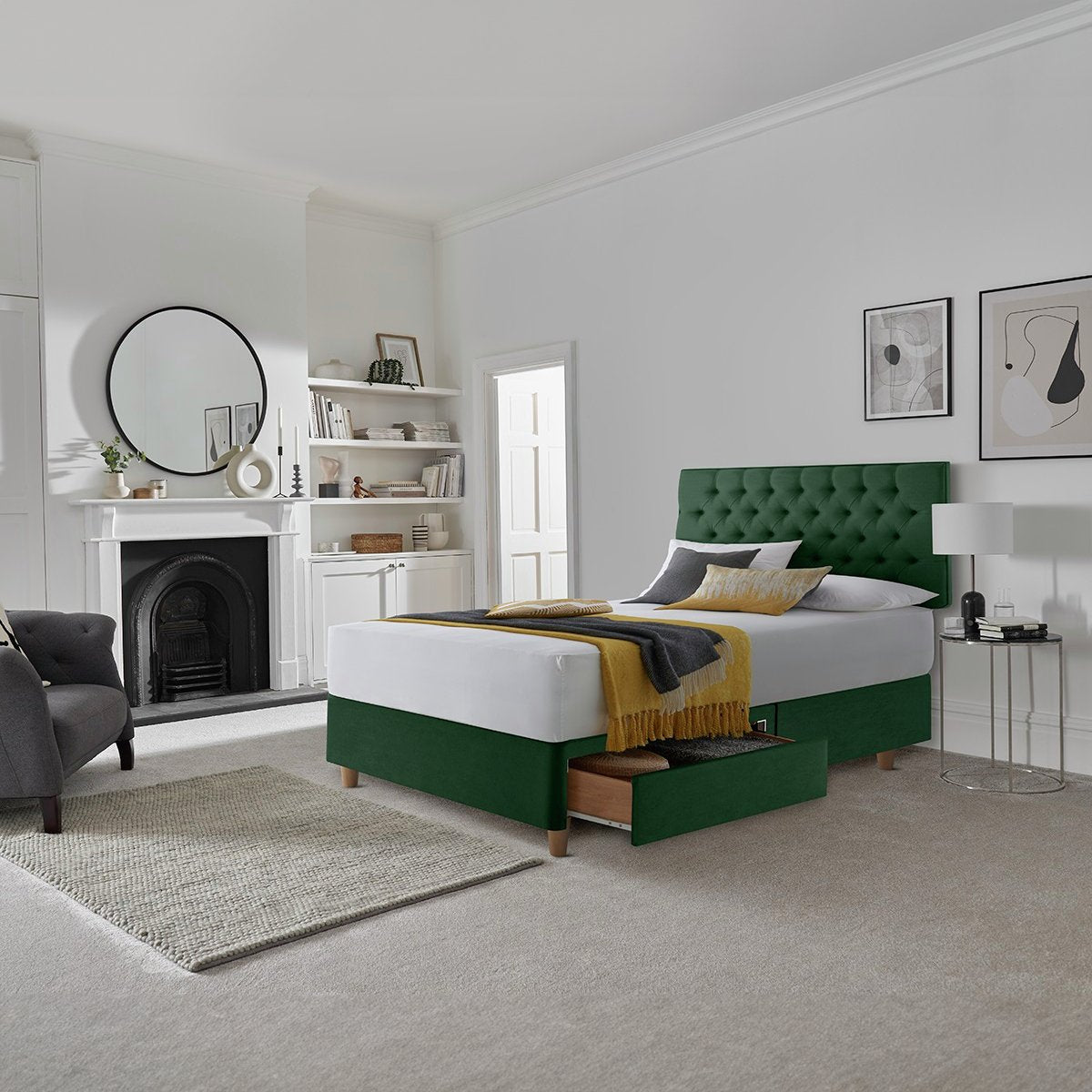 Silentnight kingsize divan bed set in green (British brand)