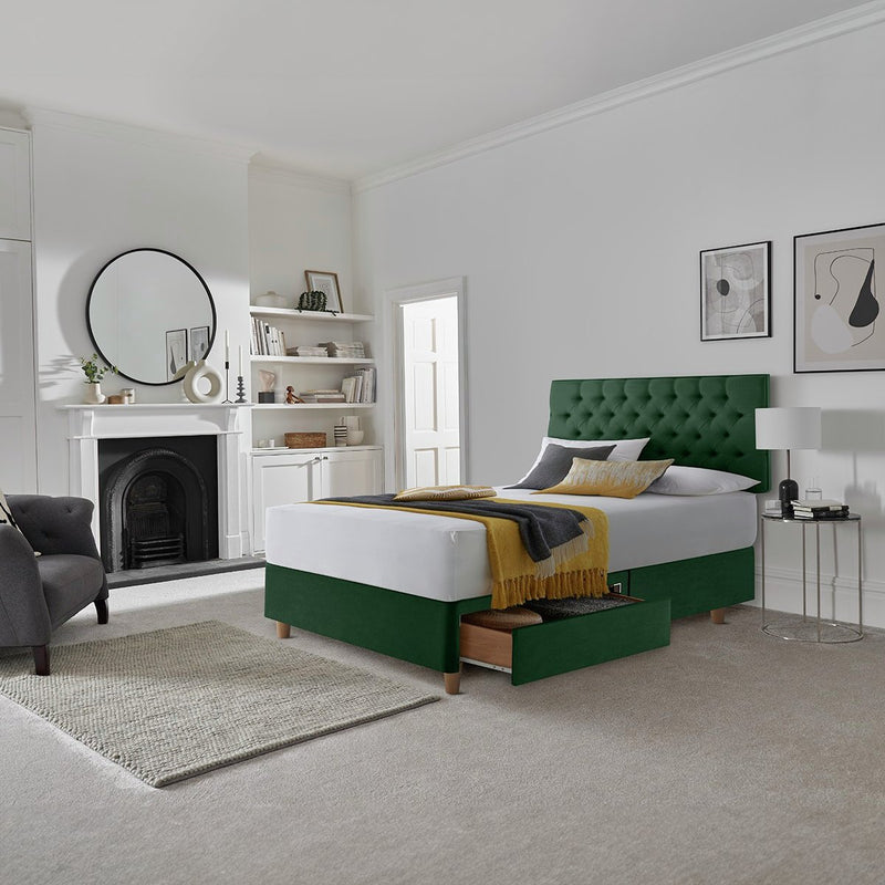 Silentnight kingsize divan bed set in green (British brand)