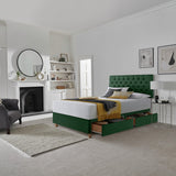 Silentnight green kingsize divan bed set with 4 drawers (British brand)