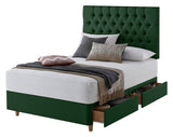 Silentnight green kingsize divan bed set with 4 drawers (British brand)