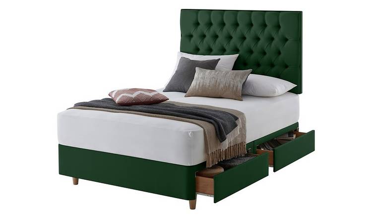 Silentnight green kingsize divan bed set with 4 drawers (British brand)