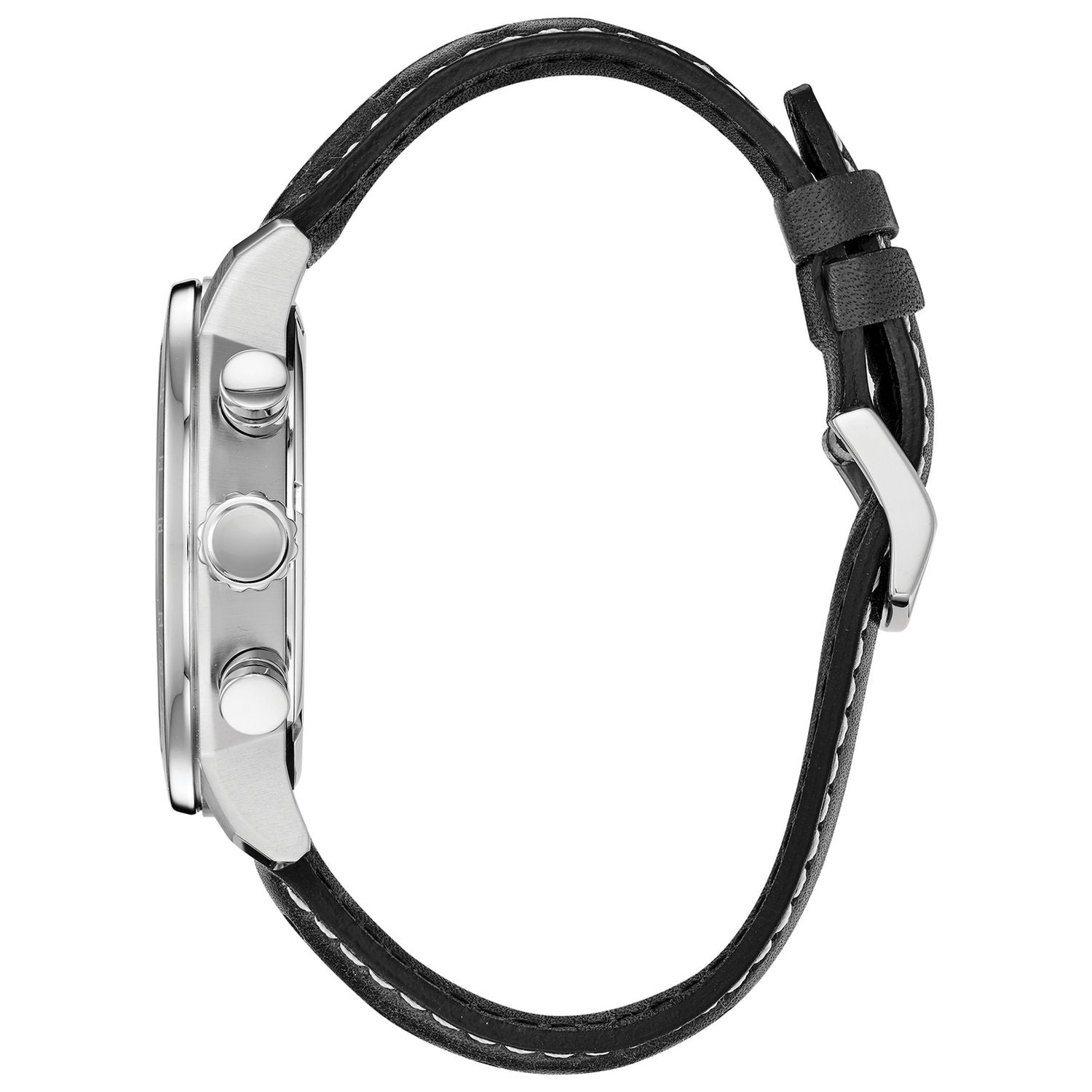 Citizen Eco-Drive black leather strap watch 44mm, UK version