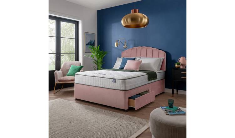 Silentnight Double Memory 2 Drawer Divan Bed Set in Pink (British brand)