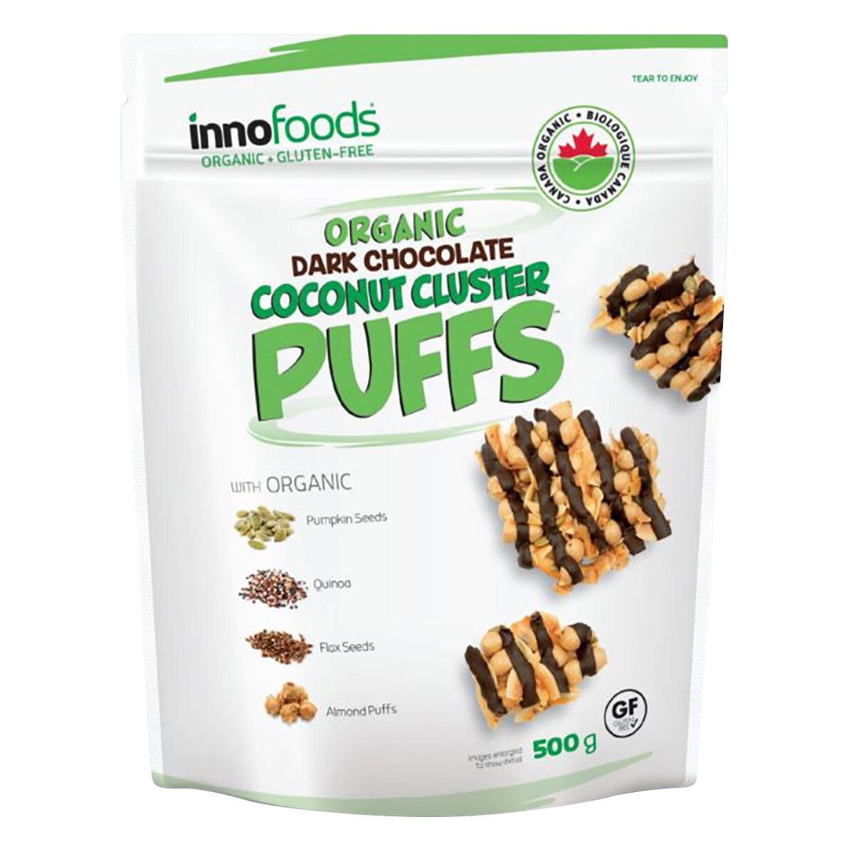 Innofoods Organic Dark Chocolate & Coconut Cluster Puffs, 500g GOODS Costco UK