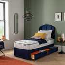 Silentnight Middleton Single Divan Bed with Mattress and Headboard in Blue (British brand)