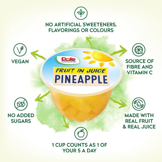 Dole Pineapple In Juice Fruit Pots Multipack    4 x 113g