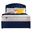 Silentnight double divan bed with mattress and headboard in blue (British brand)
