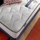 Silentnight double divan bed with mattress and headboard in blue (British brand)