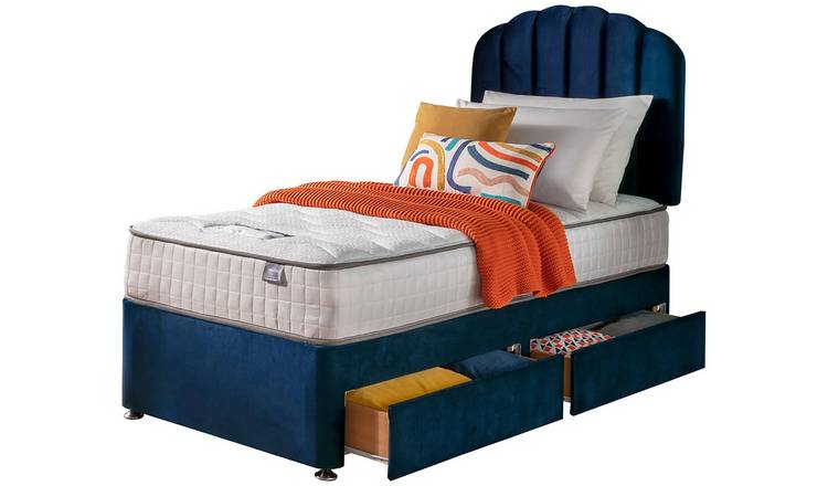 Silentnight Middleton single divan bed set with memory foam mattress and headboard (British brand)