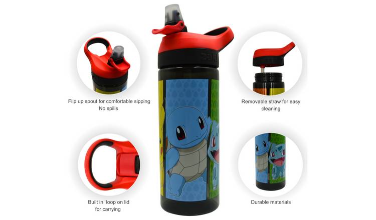Zak Atlantic Pokemon Multicolour Sipper Water Bottle 600ml (British brand)