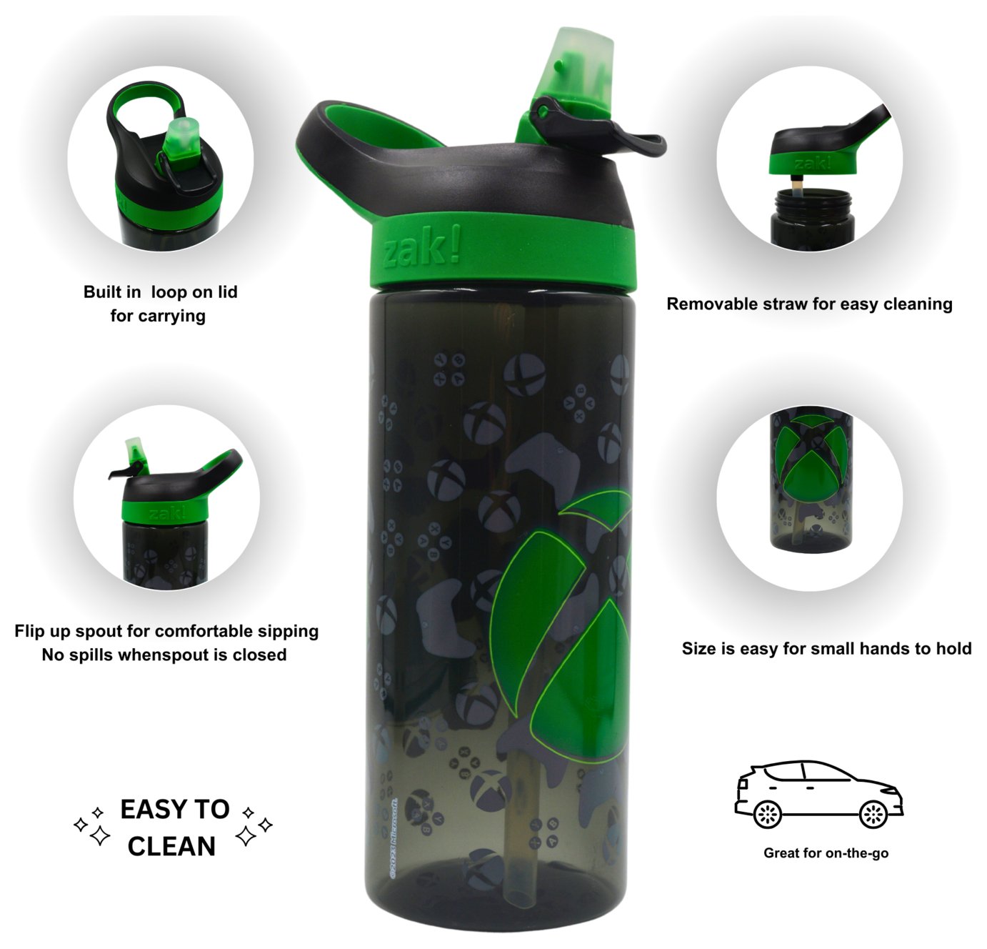 Zak Xbox Atlantic sipper bottle 600ml (British brand)