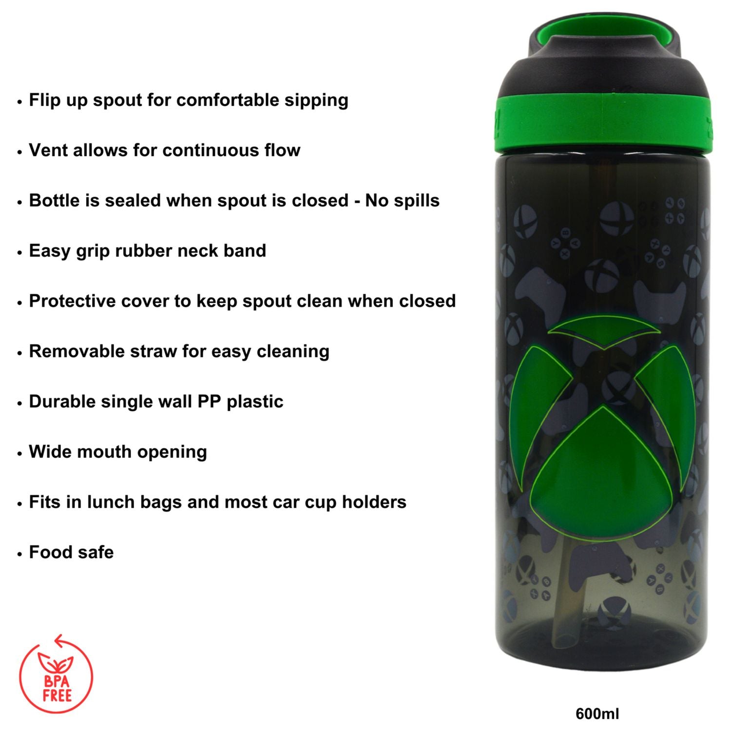 Zak Xbox Atlantic sipper bottle 600ml (British brand)