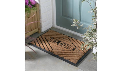 Argos Argos Home Welcome Natural & Black Short Pile Doormat 75x45cm- Buy online at McGrocer