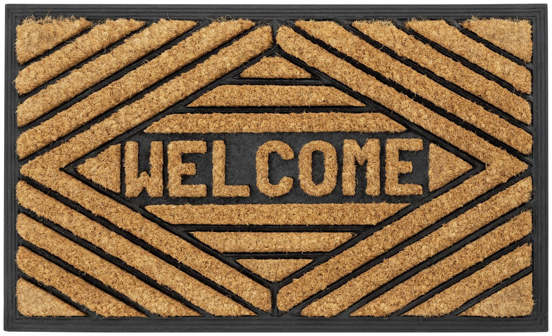 Argos Home Welcome Natural & Black Short Pile doormat 75x45cm - British product