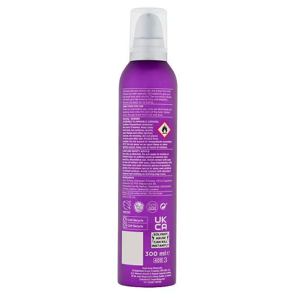 Superdrug Extra Firm Hold Hair Mousse 75ml (British brand)