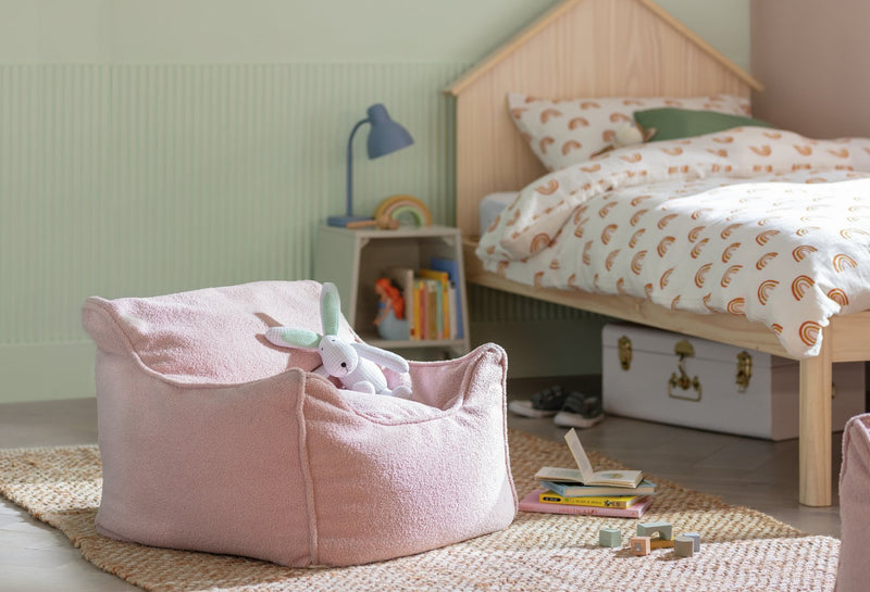 Kaikoo kids single chair boucle bean bag pink, UK version