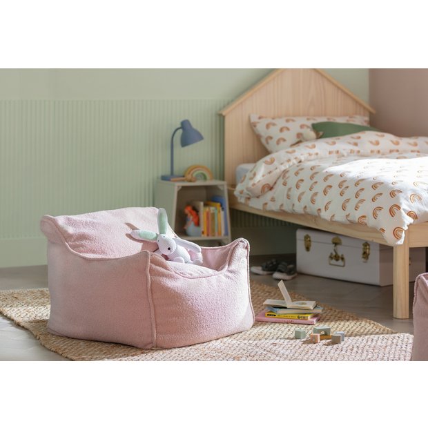 Kaikoo kids single chair boucle bean bag pink, UK version