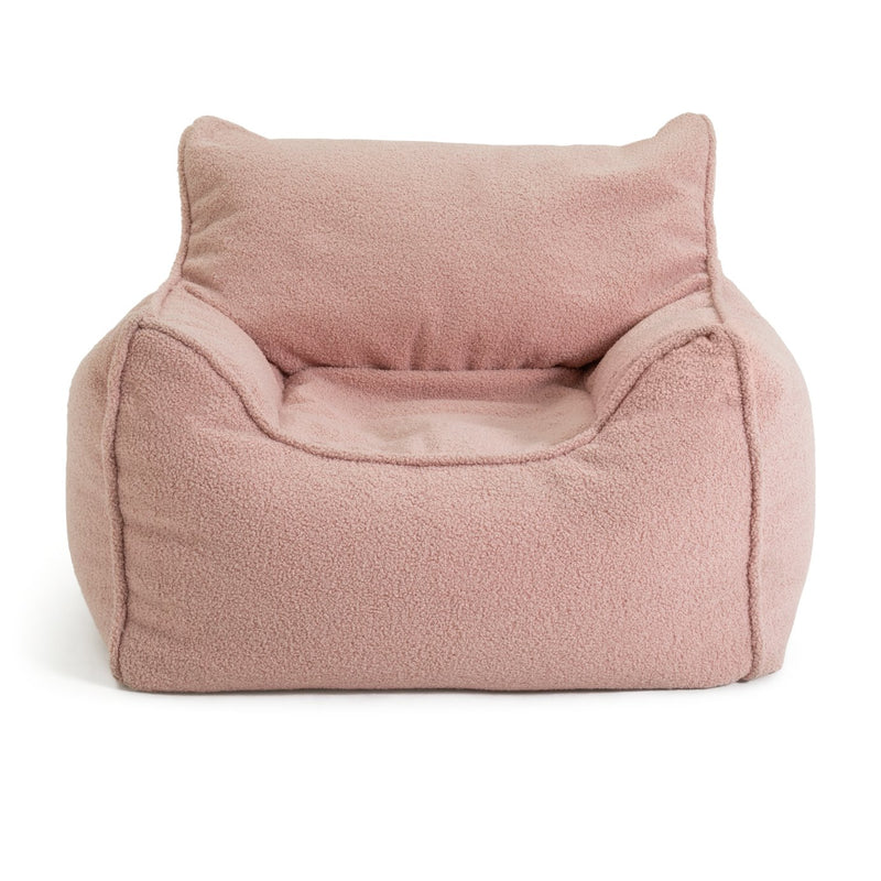 Kaikoo kids single chair boucle bean bag pink, UK version