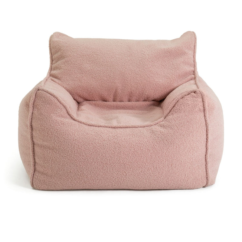 Kaikoo kids single chair boucle bean bag pink, UK version