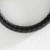 Revere men's black leather braided bracelet 21cm - British product