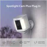 Ring Spotlight Cam Plus plug-in security camera white, imported from the UK