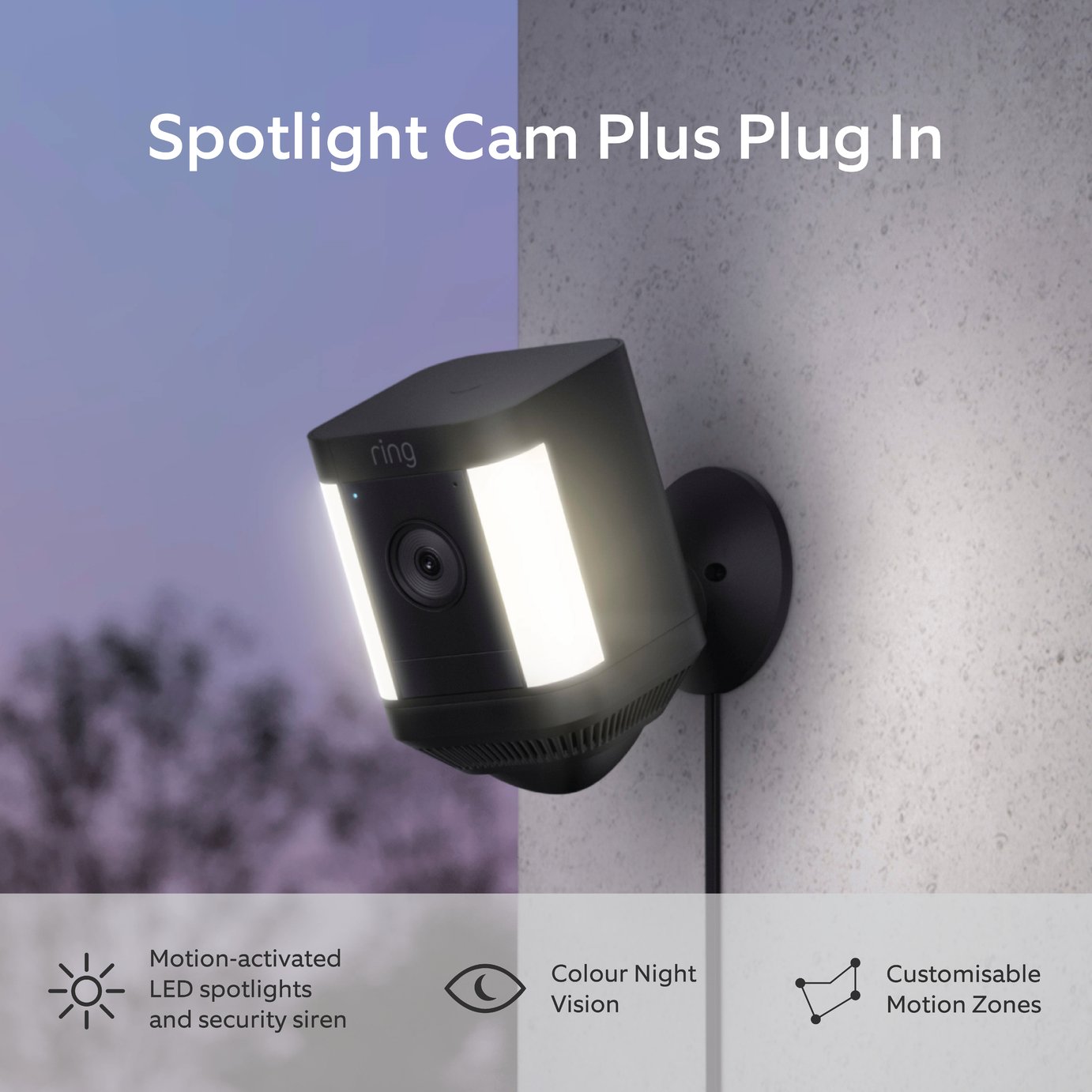 Ring Spotlight Cam Plus security camera in black, imported from the UK