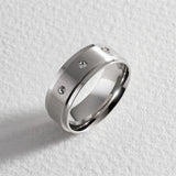 Revere stainless steel cubic zirconia wedding ring size R - British product