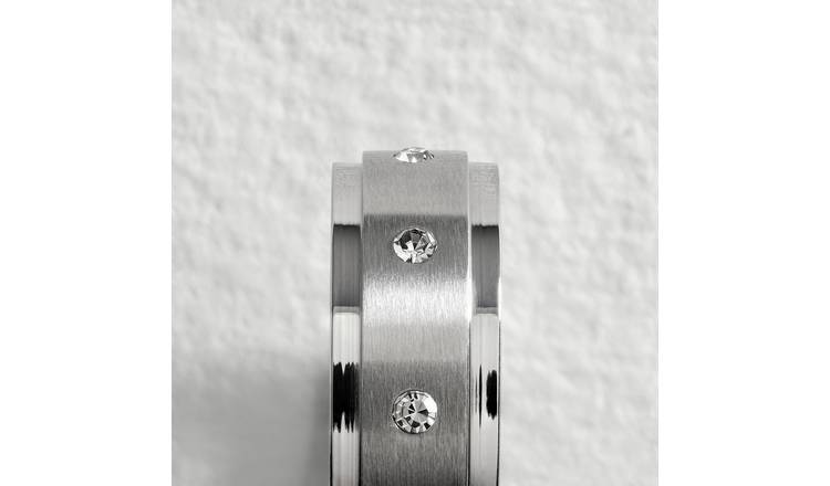 Revere stainless steel cubic zirconia wedding ring size R - British product