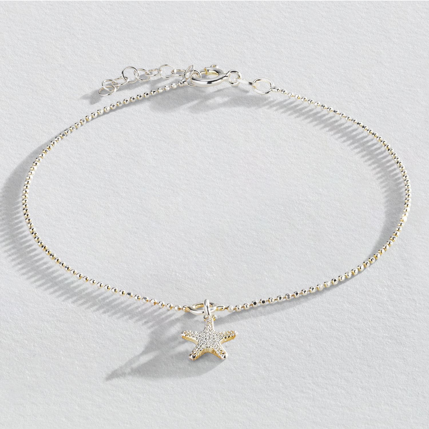 Revere sterling silver anklet with sea star charm, imported from the UK
