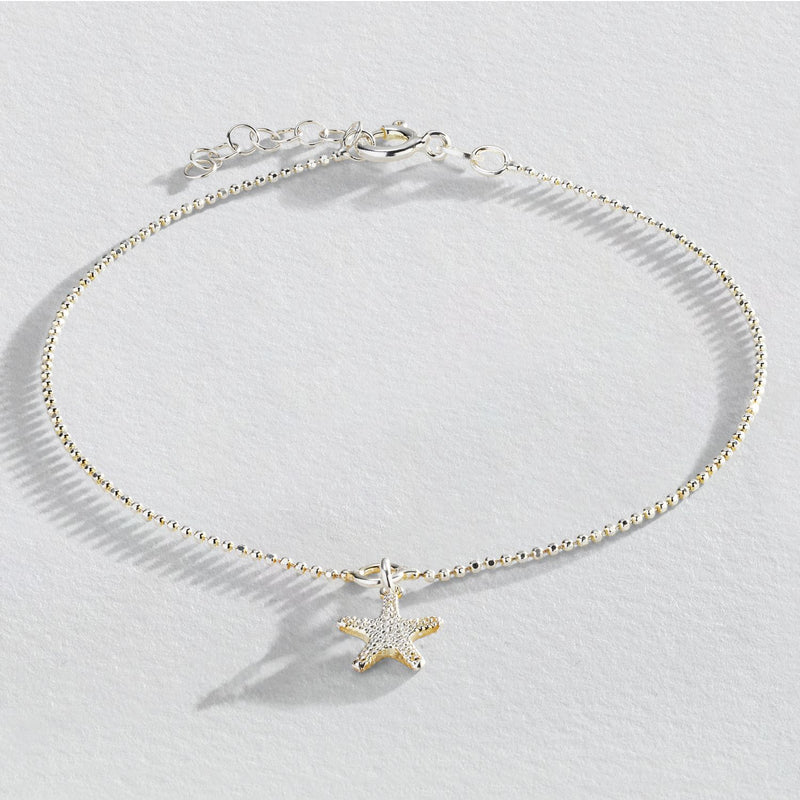 Revere sterling silver anklet with sea star charm, imported from the UK