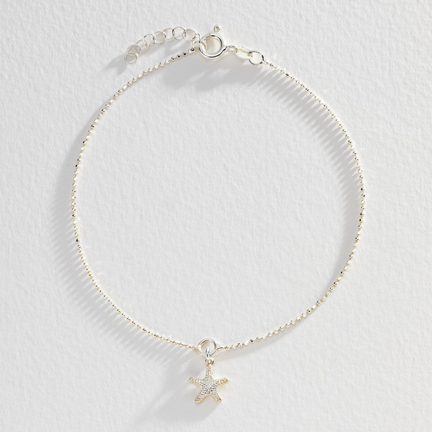 Revere sterling silver anklet with sea star charm, imported from the UK