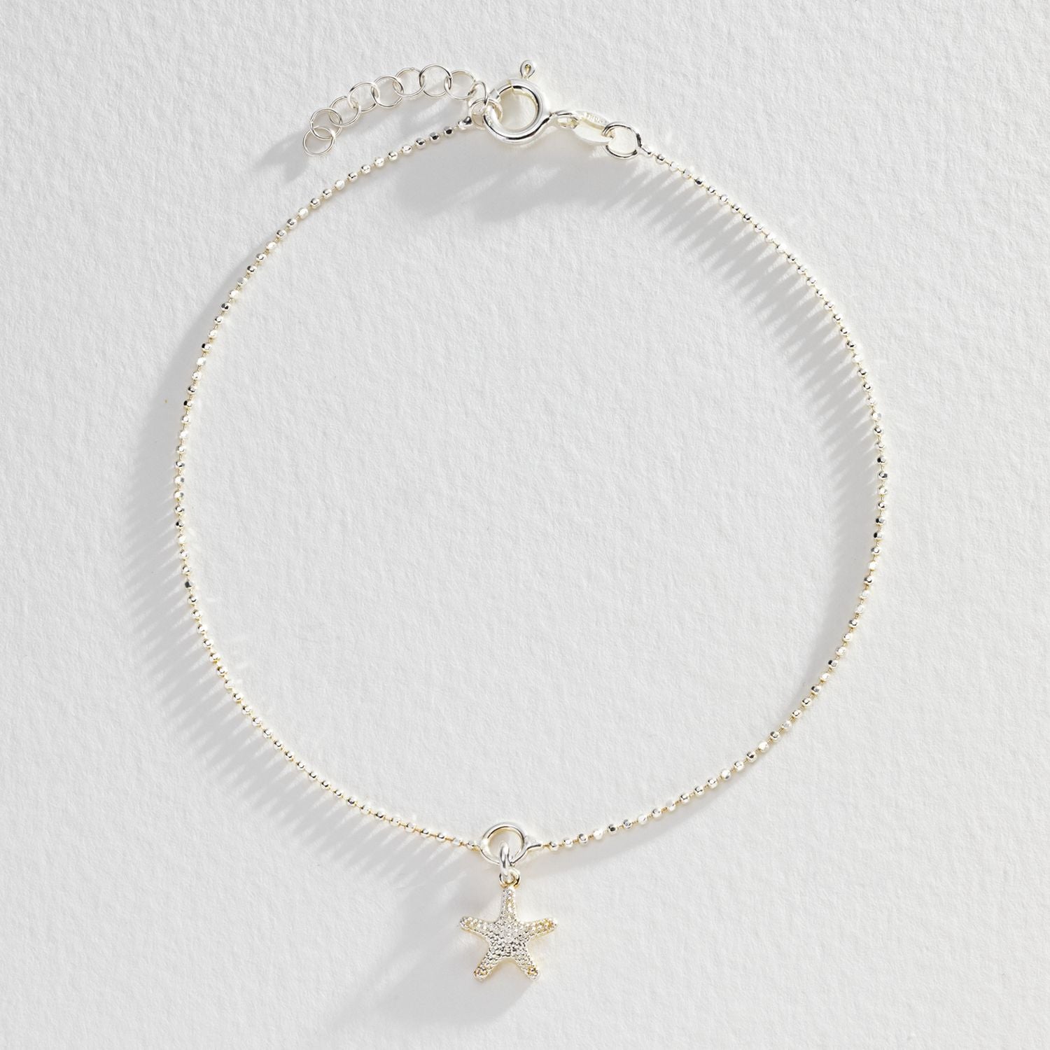 Revere sterling silver anklet with sea star charm, imported from the UK