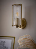 Hertford brass wall light with clear-reeded glass 21cm (British brand)
