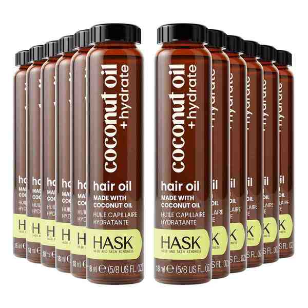 Hask Coconut Oil Nourishing Hair Oil 18ml 12-pack, imported from the UK