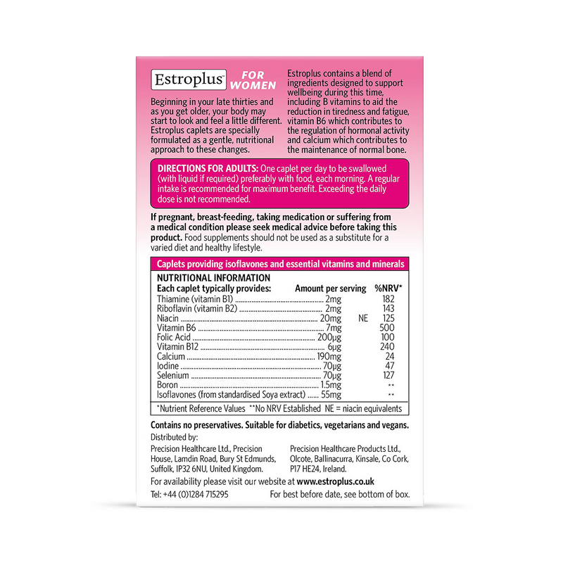 Estroplus Menopause Isoflavone 30 caplets, imported from the UK